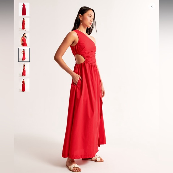 Abercrombie One-Shoulder Cutout Maxi Dress - Picture 1 of 12